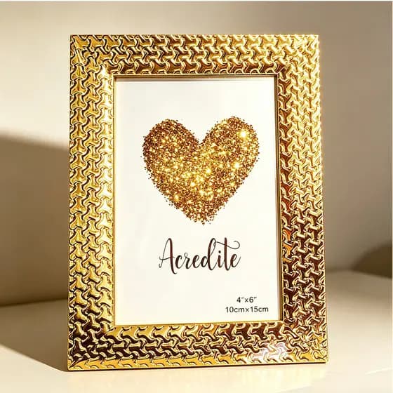 Porta Retrato 10x15 Moldura Dourado/Prateado De Mesa Luxe Decoração