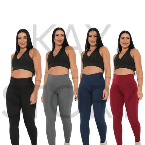Kit 2 Calça legging feminina cintura alta Suplex academia Fitness Levanta Bumbum Envio Imediato