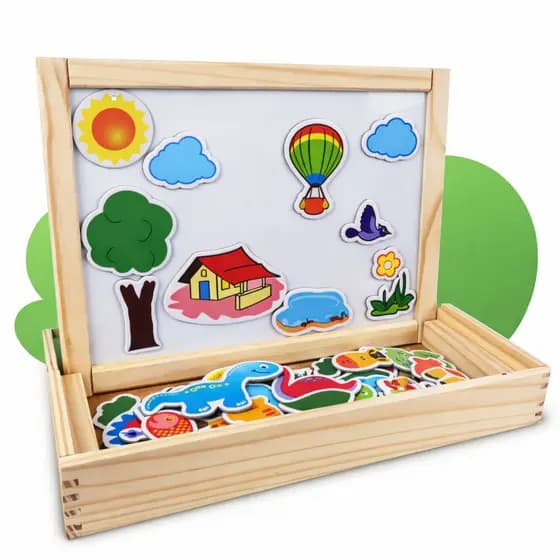 Lousa Magnética Imãs Divertidos Portátil Infantil Brinquedo Desenho Aprendizado Pedagógico Madeira