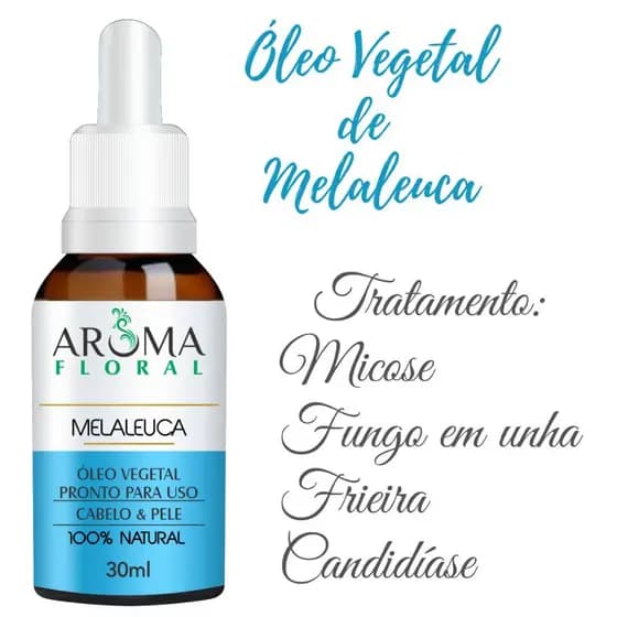 Óleo de Melaleuca Vegetal - Aroma Floral - Tea Tree 100% Puro Essencial Para Tratamento de Micose Candidíase