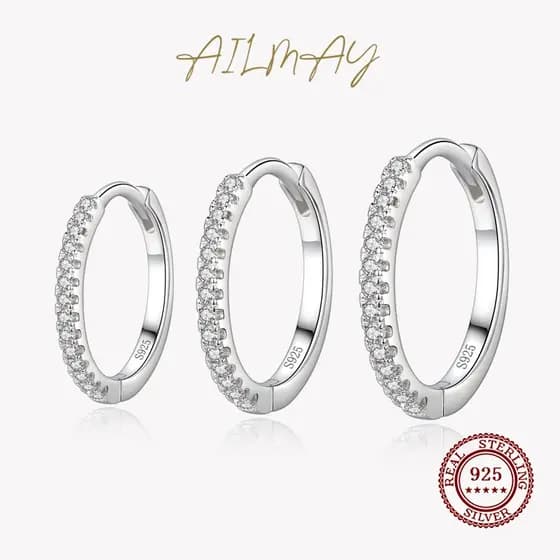 6pc brincos de prata esterlina brincos simples de argola zircônia esterlina antialérgica joias finas