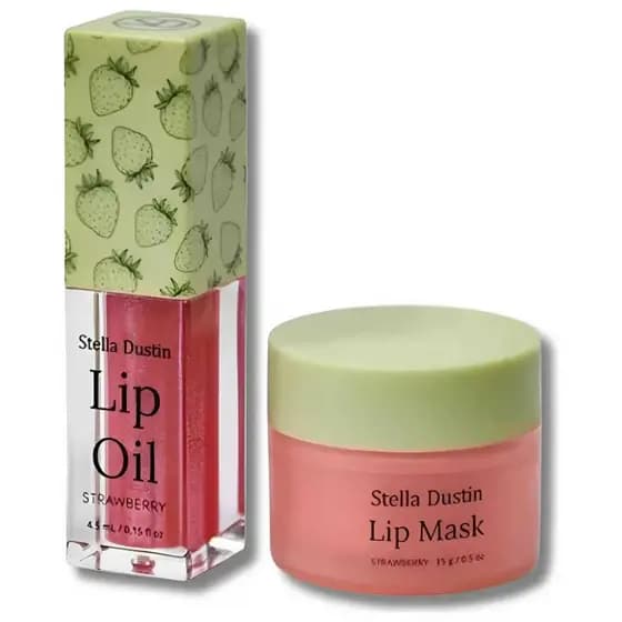 Kit Labial Stella Dustin Lip Oil Mask Hidratação Morango
