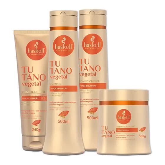 Kit Haskell Tutano Shampoo Condicionador Mascara e Leave 500
