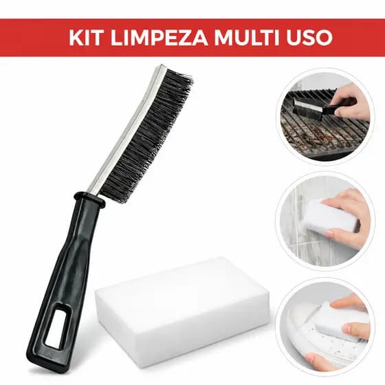 KIT Escova de Limpeza Escovinha Limpa Canto Universal + Esponja Mágica de Melamina Tira Mancha