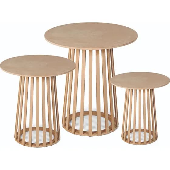 Mesas Ripadas Desmontável Em Madeira MDF Para Decoração De Festa Tamanhos 80 e 60 e 40
