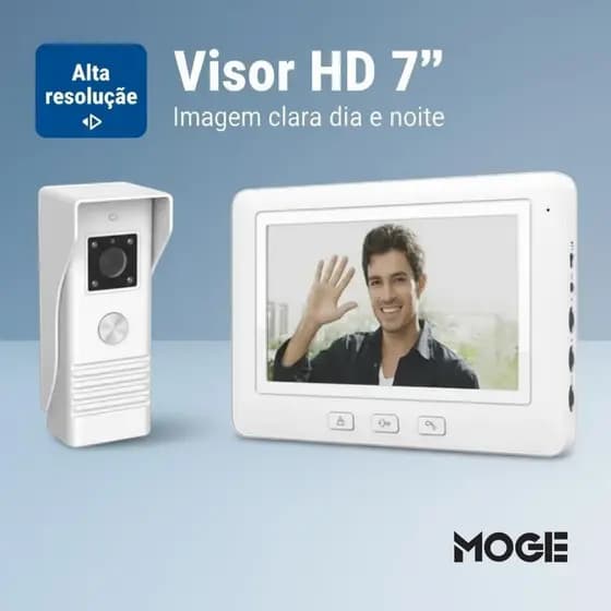 Campainha Vídeo Porteiro 7” Visão Noturna Interfone Com Fio | RL SD-4111D