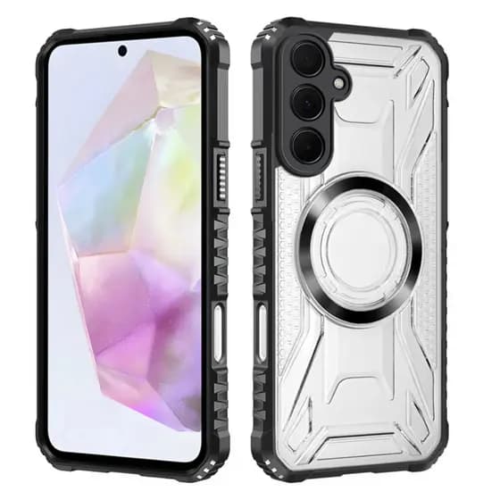 Capa Capinha Clear Com Suporte Carregador por indução e Proteção de Câmera Para Samsung Galaxy A35