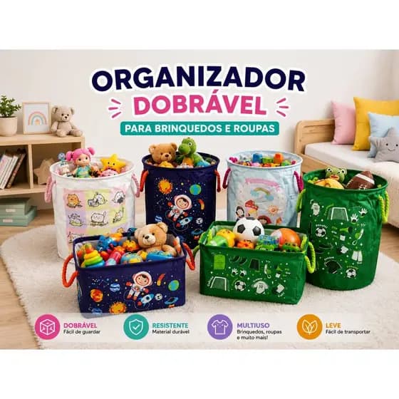 Cesto Organizador Dobrável Infantil – Multiuso