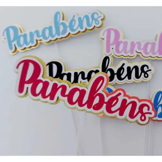 topo de bolo Parabéns (10 UNIDADES)