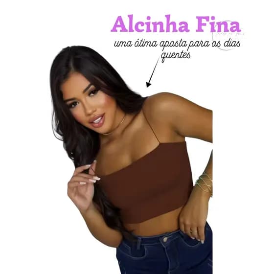 Cropped Feminino Top Faixa Alça Fina Elástico Básico Forro Duplo Suplex Premium Conforto Dia a Dia