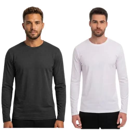 Kit 2 Camisetas Manga Longa SEM Touca Masculina Lisa Básica Premium