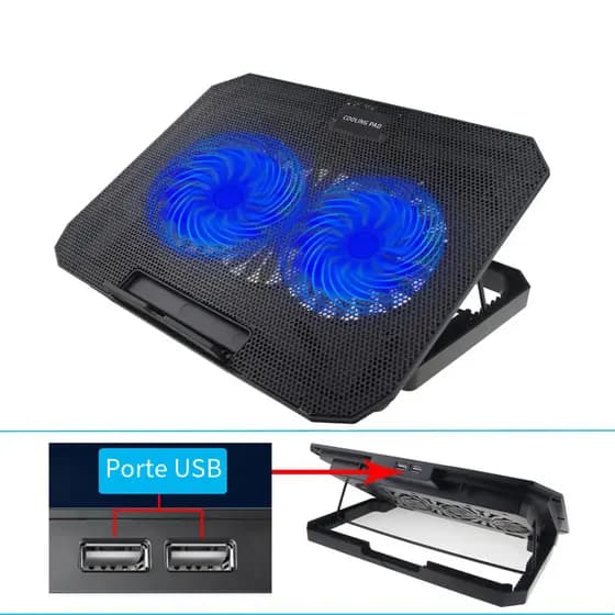 Suporte Notebook Base Gamer Com 2 Coolers USB Silencioso