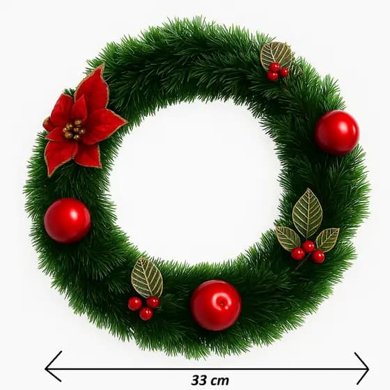 Guirlanda de Natal 33 cm Enfeite Decoração
