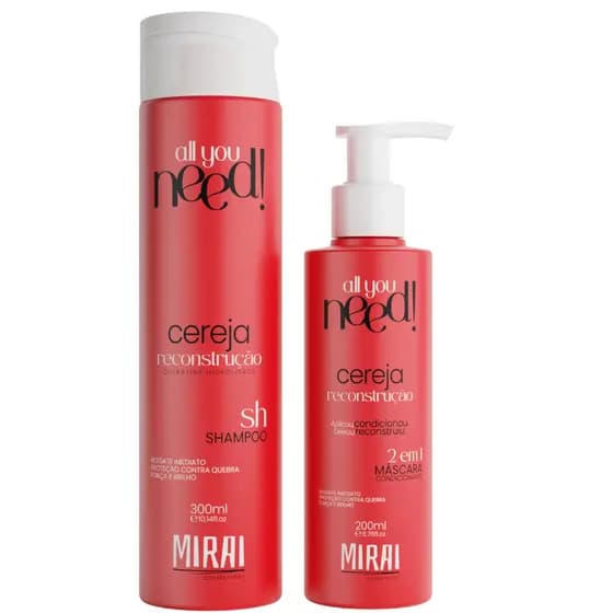 Kit Reconstrução Pós Quimica Capilar Cereja Home Care Shampoo + Mascara Condicionante 2em1 Mirai