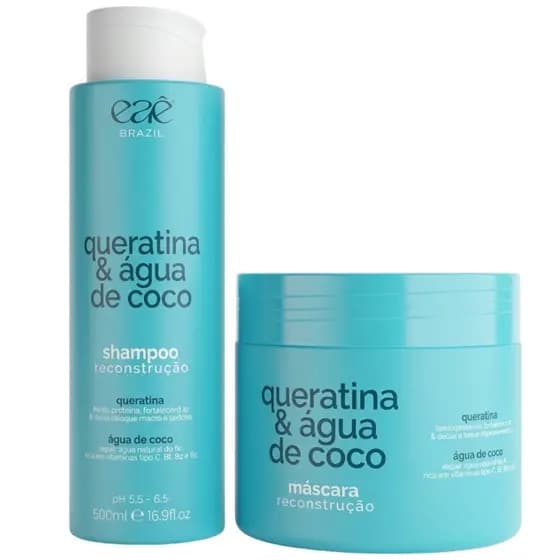 Kit Reconstrução Shp + Máscara Queratina Água De Coco Eae