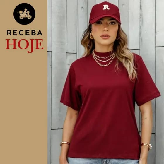 Blusa T shirts Feminina 100% Algodão Baby Look Basica Camiseta Lisa Moderna Casual Moda