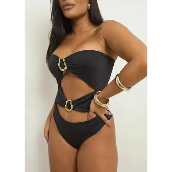 Body Maiô Collant Tomara que Caia com Fivela Metal Bory Feminino Moda Blogueira Bori