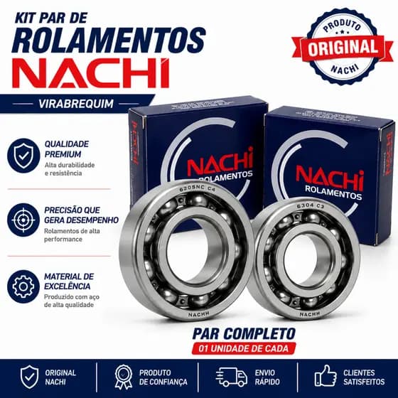 Kit Rolamento Virabrequim Yamaha DT 180 RD 135 RDZ RX 125 TT 125 Nachi Original 6205 NC-C4 6304 C3
