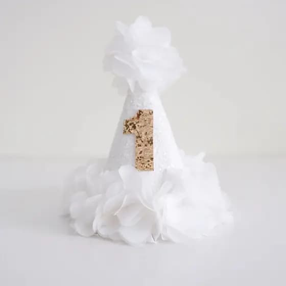 Mini Chapéu Parabéns Personalizado Branco com Renda