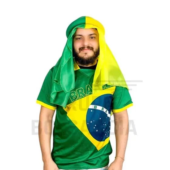 Lenço Arabe Sheik do Brasil Torcedor Copa do Mundo Catar Qatar
