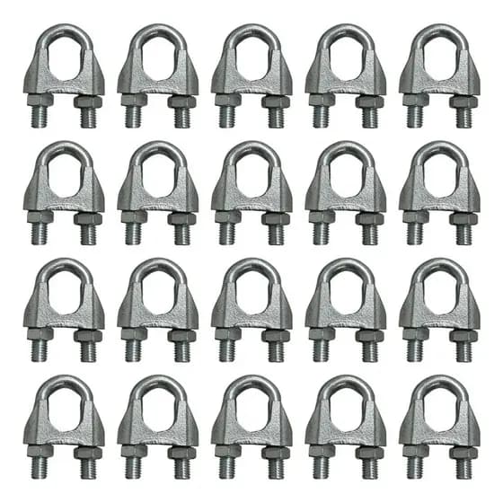 Kit C/100 Grampo Clip Para Cabo De Aço Galvanizado 1/4 6,5mm