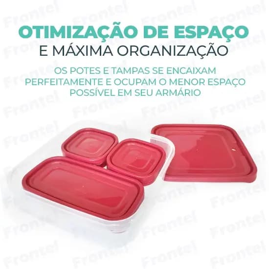 Conjunto com 12 Potes Plasvale BPA Free Organizador de Alimentos Mantimentos Marmita Empilhavel hermético microondas freezer geladeira mantimentos marmita vasilha cozinha multi-uso tapoware armário geladeira eletrolux organizado