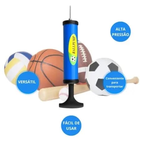 Bomba de Ar Manual para Encher bolas de Futebol FutSal FuteVôlei Basquete Boia Colete inflavel