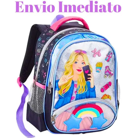 Mochila Menina Costas Denlex Escolar Infantil Barbie Fashion Mochila de Costas Mochila infantil Menina