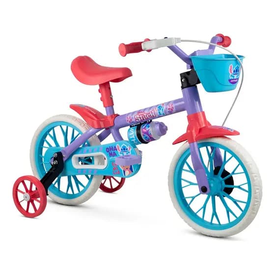 Bicicleta Aro 12 Com Rodinhas Do Stitch Bike Nathor Disney
