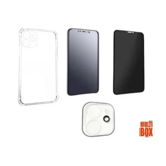 Kit 4x1: Película Câmera +Capa Transparente + Película 3D Privacidade + Película Cerâmica Fosca Privacidade P/ Iphone 11
