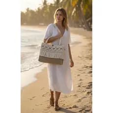 bolsa de praia feminina grande (artesanal ) peça exclusiva COD-003