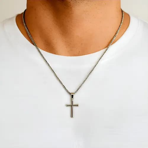 Correte Colar Masculino Aço Inox Inoxidável Piscina Mar 60cm Prateado