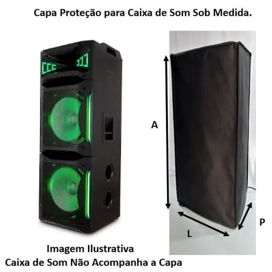 Capa Proteção Para Caixa De Som PCX35000 Medida 125x47x47 cm em TNT Preto Bonito Resistente Antipoeira.