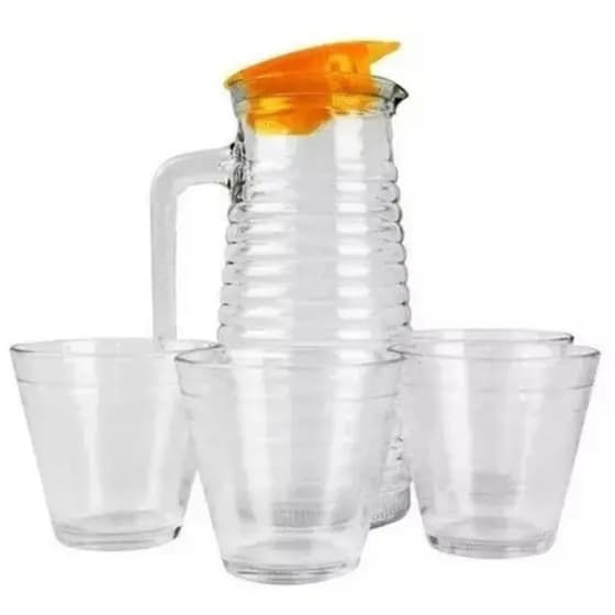 Conjunto Jarra Com Tampa De 1 Litro E 4 Copos De Vidro - Western JAR-24