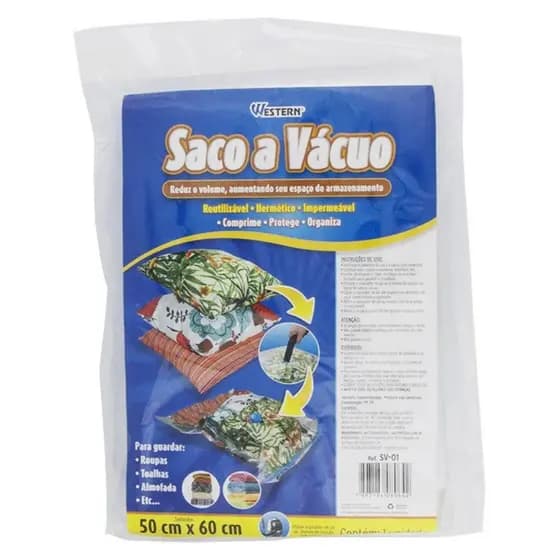 Saco a vacuo 50x60cm Organizador Edredom Cobertor Roupa Western