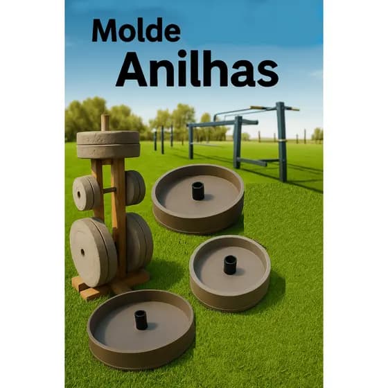 Molde para anilha de concreto kit 20/10/5kg academia cimento crossfit musculação