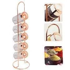 Porta Temperos Industrial 5 Peças C/ Suporte Porta Condimento Preto Rose Gold