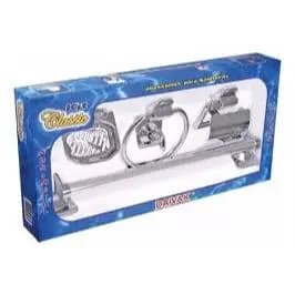 Jogo Acessorios Banheiro Daivak Pvc Cromado C/5 Peças