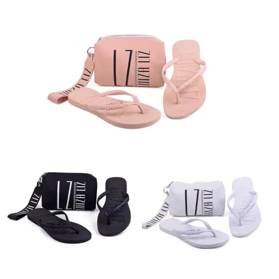 KIT 3 PARES DE CHINELO LUIZA LIZ COM NECESSAIRE