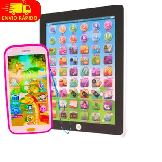 Combo Celular Interativo Touch Educativo + Tablete Educacional Bilingue Com Sons