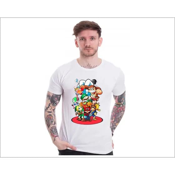 Camisa Personalizada GEEK Personagens NOSTALGICO Ótimo Acabamento E Durabilidade Anti-pilling 100% Poliéster PROMOÇÃO