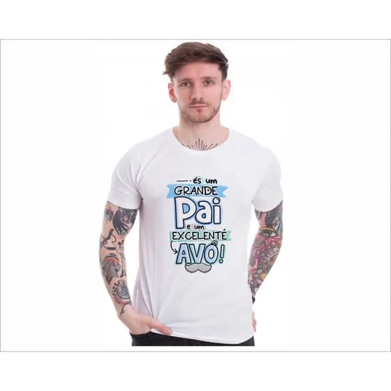 Camisas Personalizadas Dia Dos Pais ES UM GRANDE PAI E UM EXCELENTE AVO Ótimo Acabamento E Durabilidade Anti-pilling 100% Poliéster PROMOÇÃO