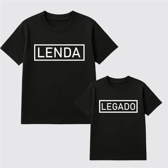 Kit Tal Pai Tal Filho Frase Lenda Legado Dia dos Pais Preta Blusa Estampada Ótimo Acabamento E Durabilidade Anti-pilling