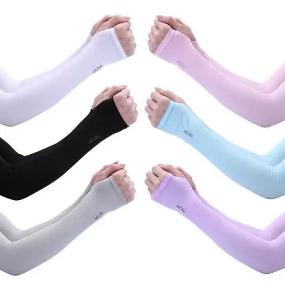 Manguito Proteção Solar UV Fina Braço Seda Masculina Feminina Respirável