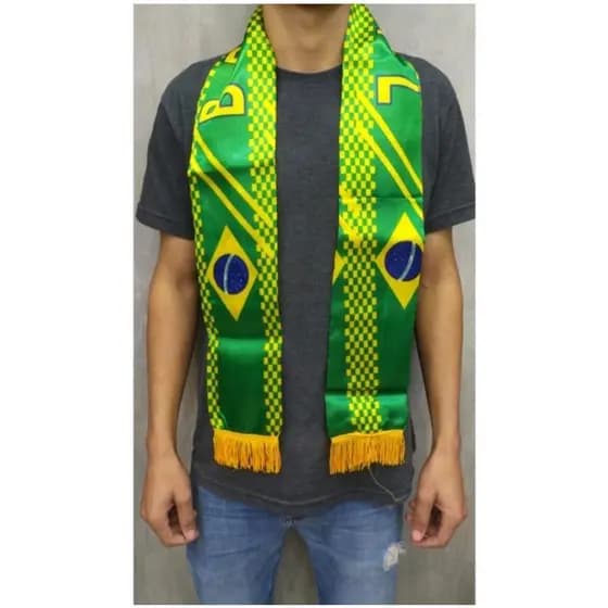 Lenço Cachecol Grande Brasil Copa Verde E Amarelo