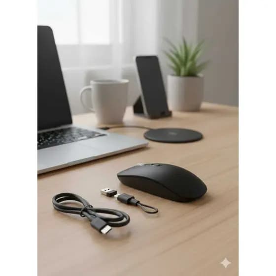Mouse Sem fio Óptico H'Maston E-1400 Sem fio Recarregável Preto 1600 Dpi