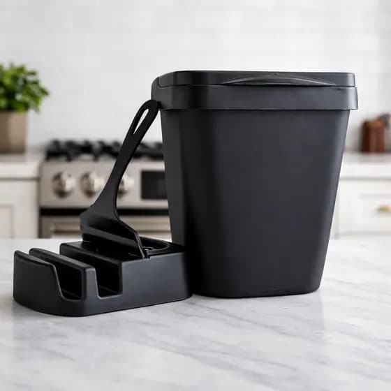 kit Porta Detergente + Rodo de Pia + Lixeira Cozinha Área Gourmet