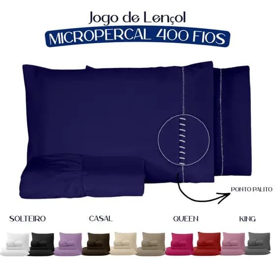 Jogo de Lençol 2/3 Peças Ponto Palito 400 Fios Toque Acetinado - ENVIO IMEDIATO