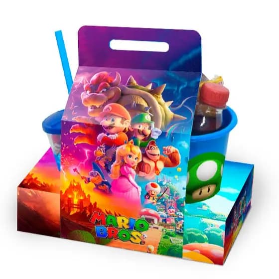 10 Kit Cineminha Mario Bross (Caixa + balde + Copo)