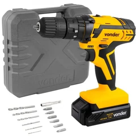 Parafusadeira Furadeira Vonder 12V Impacto PFV012I com Maleta Bateria Bivolt